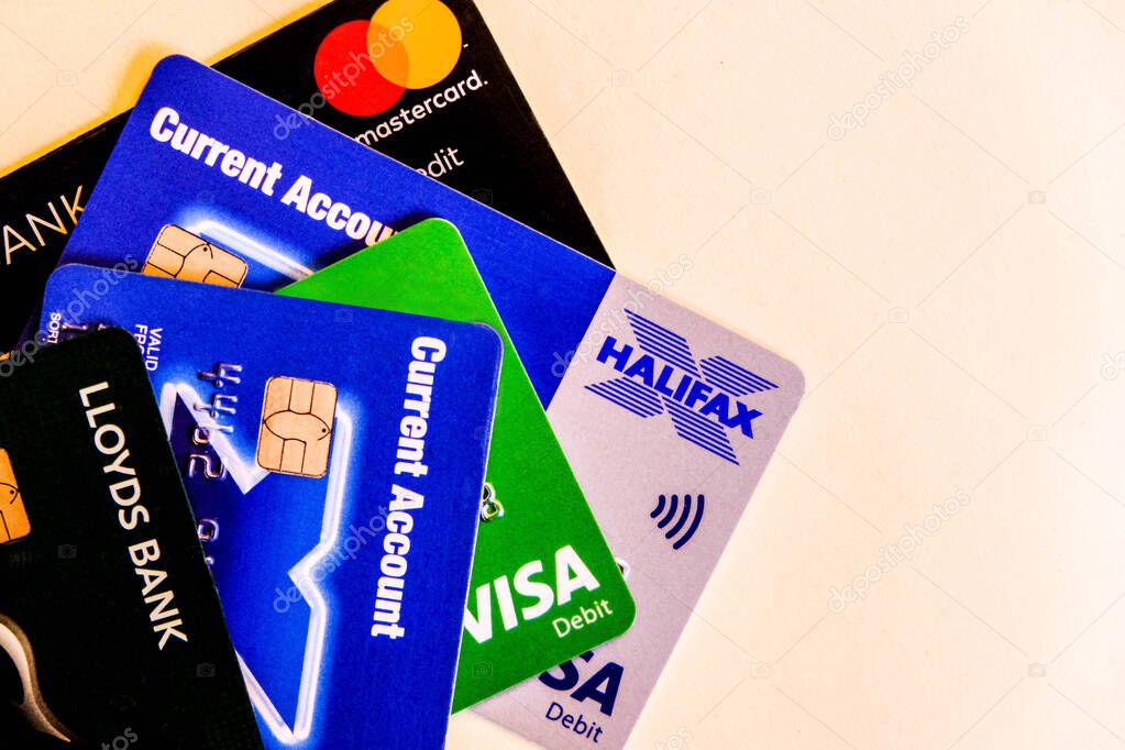 London UK, January 26 2021, Selection Of Bank Debit And Credit Cards With No People As People Use Credit In Times Of Financial Hardship
