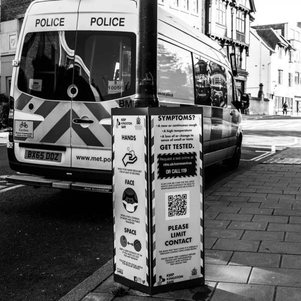 Kingston Thames Londres Reino Unido Abril 2021 Polícia Van Estacionou — Fotografia de Stock