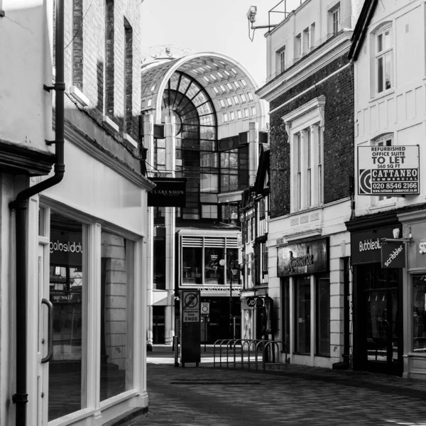 Kingston Thames London Απριλίου 2021 Empty Street Closed Shops Bentalls — Φωτογραφία Αρχείου