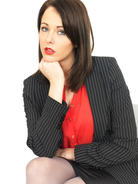 Thoughtful Young Business Woman Sitting ALone — Stock Photo, Image