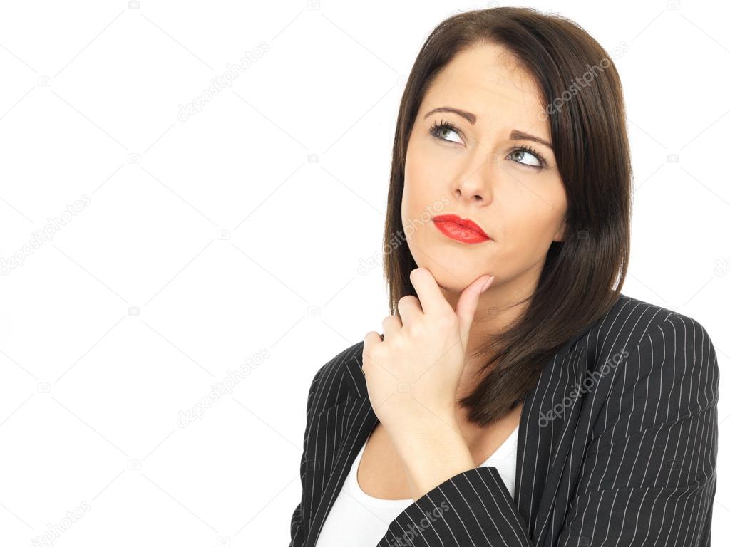 Thoughtful Conerned Young Business Woman