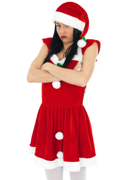 Sexy schmollen Weihnachtsmann Pin-up Modell — Stockfoto