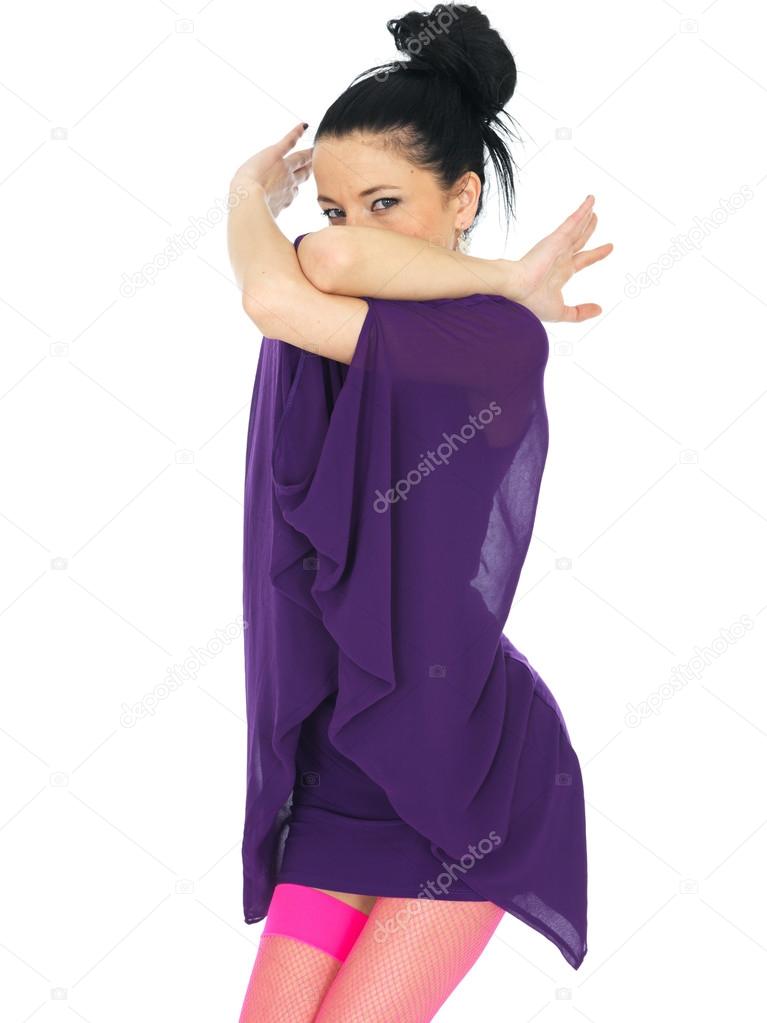 Beautiful Young Woman Wearing Short Party Dress