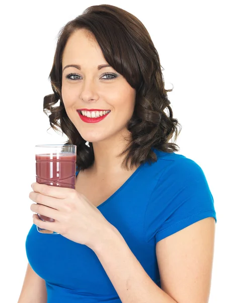 Healthy Young Woman Drinking a Smoothie — Stock Photo, Image