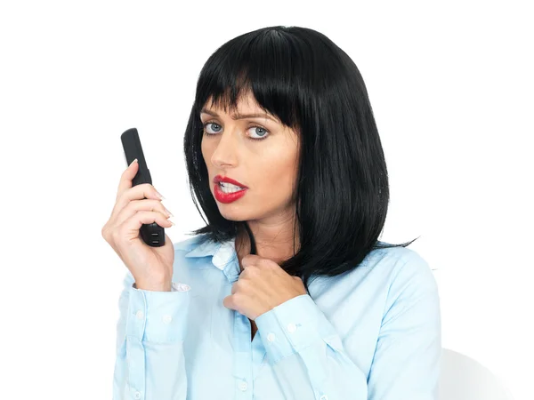 Junge Frau mit schnurlosem Telefon — Stockfoto