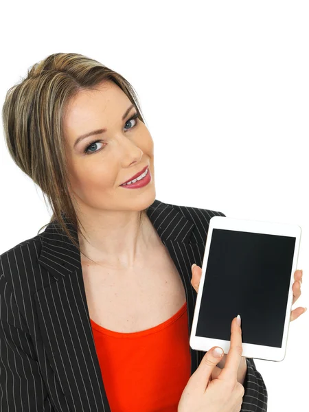 Young Business Woman Holding a Tablet — Stock Photo, Image