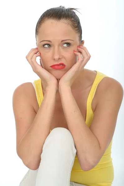 Portrait of a Bored Fed Up Young Woman Looking Unhappy and Depressed — Stock Photo, Image