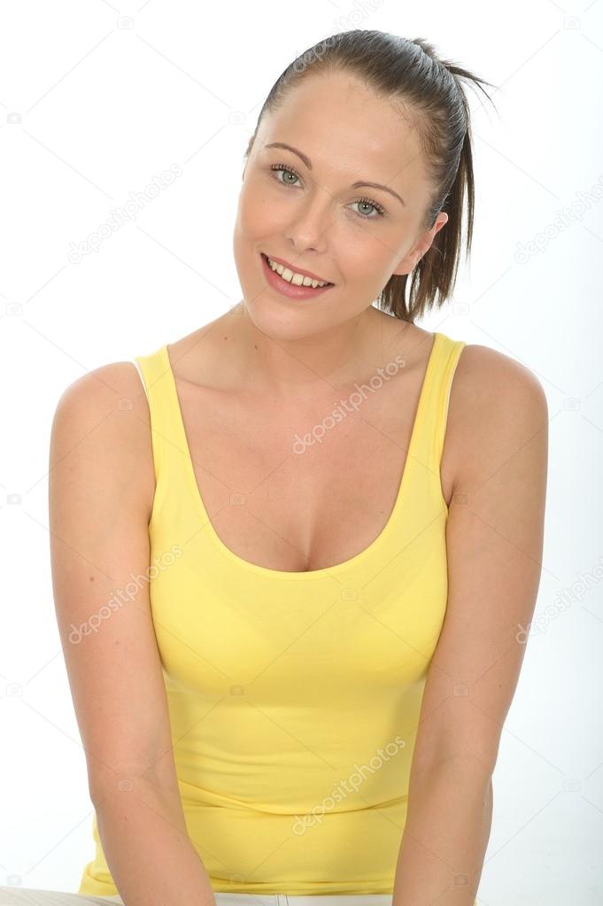 Happy Relaxed Portrait of a Confident Young Woman Facing the Camera