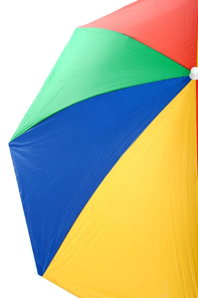 Colourful Large Open Beach Umbrella Yellow Red and Green — Stock Photo, Image