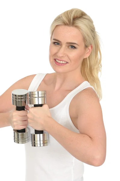 Attractive Sexy Fit Healthy Young Woman Working Out with Weights — Stock Photo, Image