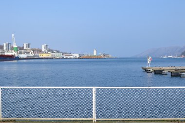 Gandafjorden Sandnes Quay Norveç'ten aşağı doğal görünümü