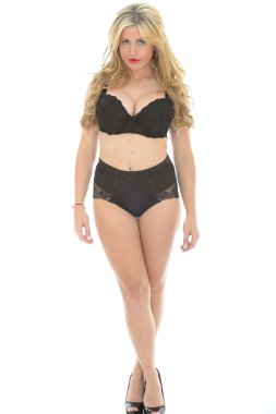 Güzel çekici seksi genç kadın Lin kadar siyah PIN poz