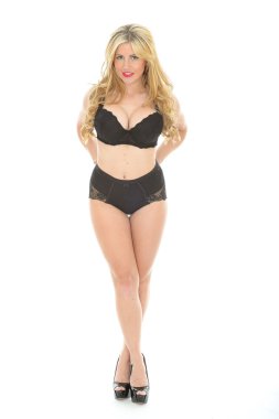 Güzel çekici seksi genç kadın Lin kadar siyah PIN poz