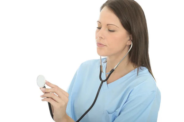 Portrait Of A Beautiful Young Female Doctor In Her Twenties Holding A Stethoscope — Stock Photo, Image