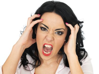 Güzel bir genç İspanyol kadın çığlığı portresi