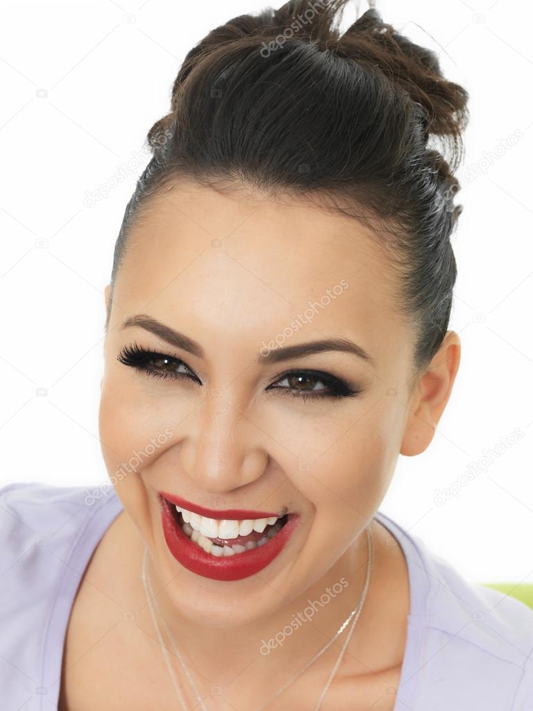 Beautiful Happy Smiling Young Hispanic Woman With A Lovely Big Smile