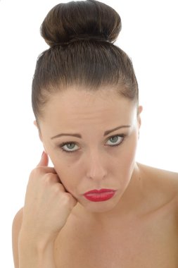 Sad Unhappy Depressed Young Caucasain Woman Pulling A Face