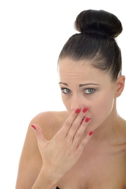 Beautiful Attractive Shocked Shy And Embarrassed Young Caucasian Woman