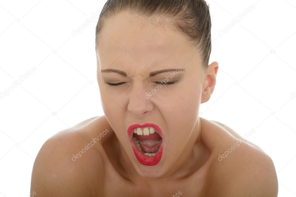 Young Attractive Caucasian Woman In Her Twenties Screaming In Anger