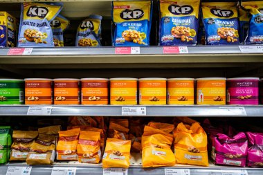 London UK, November 14 2025, Selection Of Savoury Waitrose And Partners Nuts Snacks And Party Food