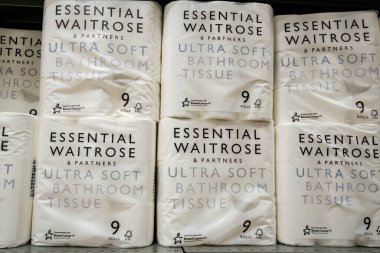 London UK, November 14 2025, Selection Of Essential Waitrose Ultra Soft Bathroom Or Toilet Tissue