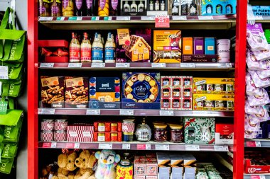 London UK, November 17 2025, Selection Of Christmas Novelty Food Snacks And Seasonal Gifts