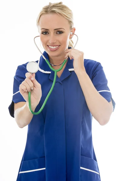 Attractive Young Woman Posing As A Doctor or Nurse In Theatre Sc — Stok fotoğraf