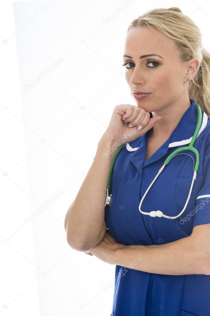 Attractive Young Woman Posing As A Doctor or Nurse In Theatre Sc