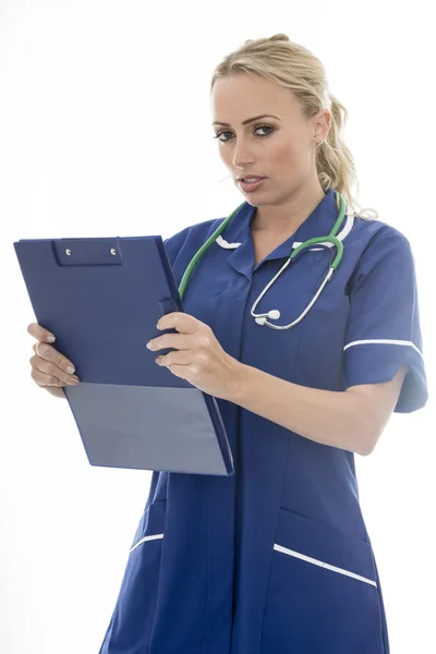 Attractive Young Woman Posing As A Doctor or Nurse In Theatre Sc — Stok fotoğraf