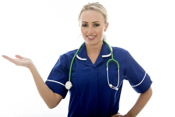 Attractive Young Woman Posing As A Doctor or Nurse In Theatre Sc — Stock Photo, Image