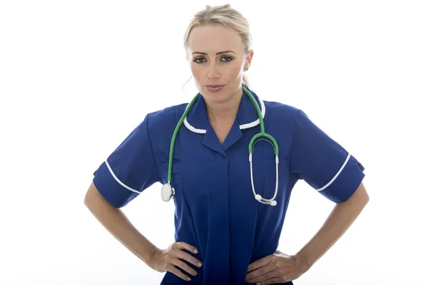 Attractive Young Woman Posing As A Doctor or Nurse In Theatre Sc — Stock Photo, Image