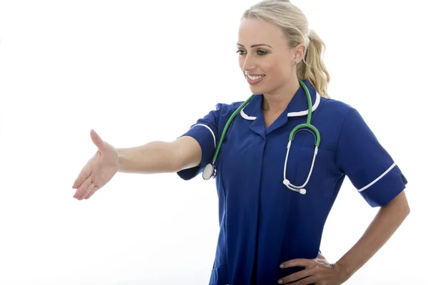 Attractive Young Woman Posing As A Doctor or Nurse In Theatre Sc — Stock Photo, Image