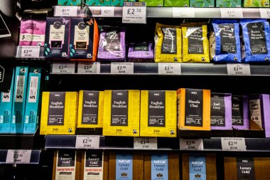 Londra İngiltere, Ocak 04: 2026, Süpermarket Çay ve Kahve Kapsülleri Seçimi