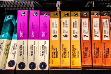 Londra İngiltere, 5 Ocak 2026, İngiliz Popüler Süpermarket Kahve Kapsülleri Seçimi