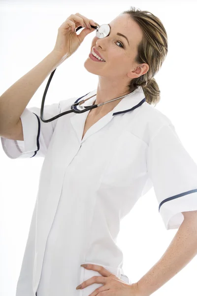 Attractive Young Female Doctor With a Stethoscope — Stock fotografie