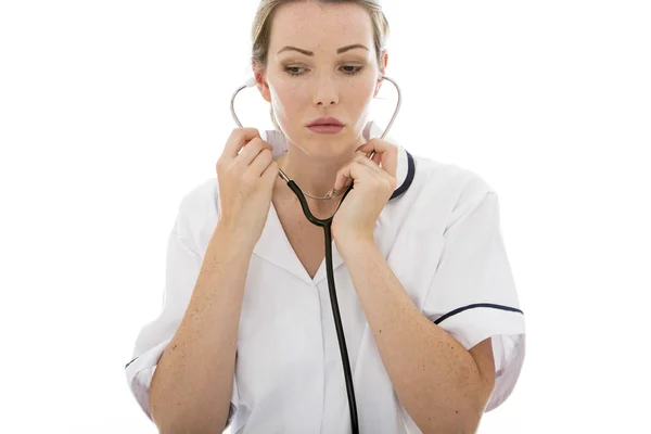 Attractive Young Female Doctor With a Stethoscope — Stock fotografie