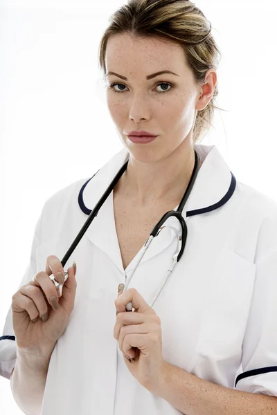 Jeune femme séduisante médecin avec un stéthoscope — Photo
