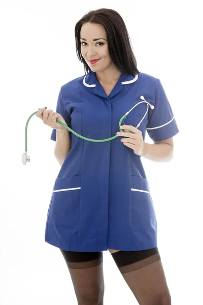 Sexy Young Pin Up Model Wearing A Nurses Uniform In Pin Up Glamo — Stock Photo, Image