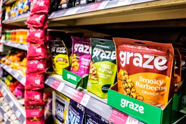 Londra İngiltere 19 Mart 2026, Graze Smoky Barbekü Lezzetli Baharatlı Atıştırmalıklar