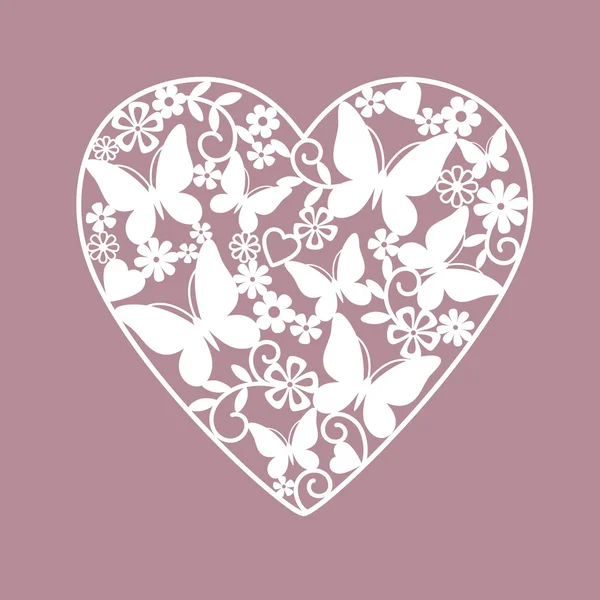 Corazón de flores y mariposas — Archivo Imágenes Vectoriales