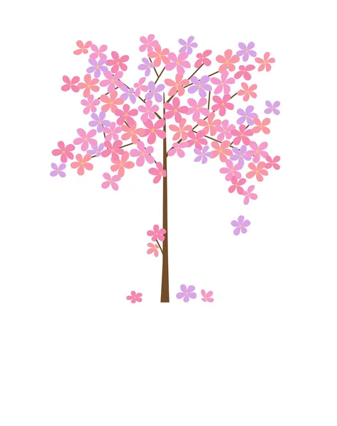 Carte mignonne avec arbre de fleurs — Image vectorielle