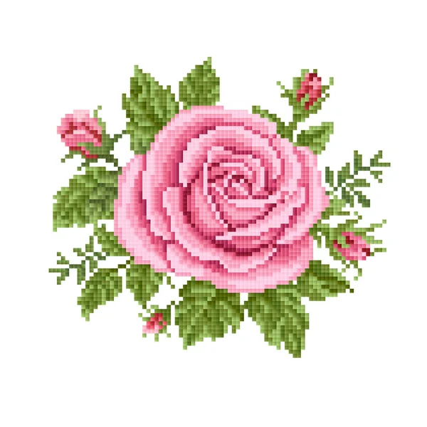 Μπουκέτο τριαντάφυλλα, κεντήματα — Διανυσματικό Αρχείο