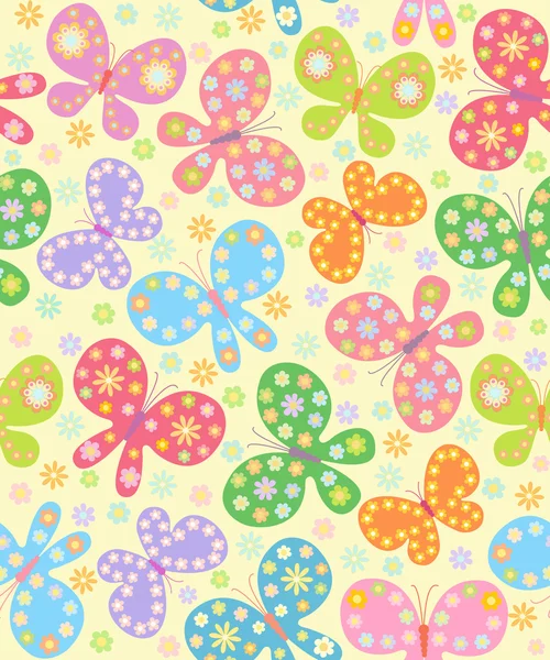 Seamless floral background with butterflies — Stock Vector