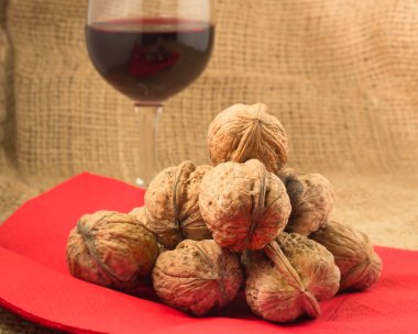 walnuts and red wine clipart