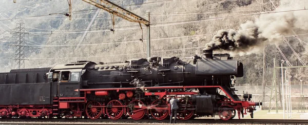 steam train in the snow