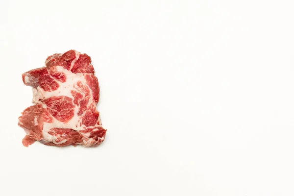 Carne Fresca Crua Carne Bife Isolado Fundo Branco Com Espaço — Fotografia de Stock