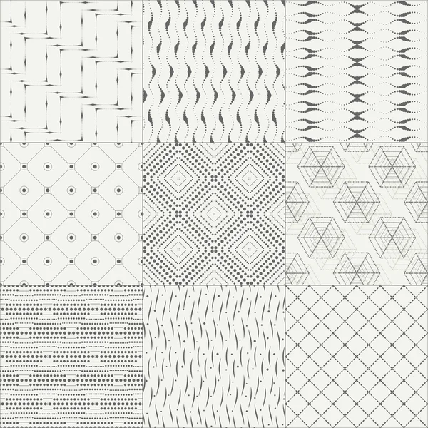 Set of nine abstract geometric seamless patterns — Stock Vector