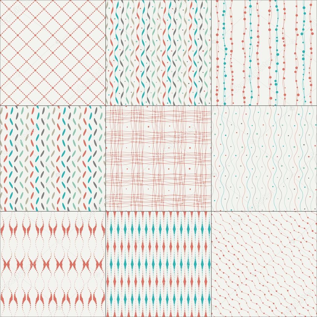 Set of nine abstract seamless patterns