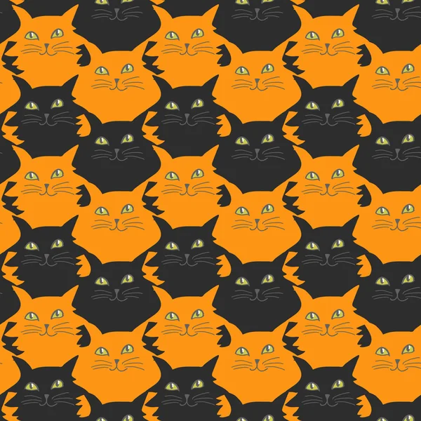 Aranyos zökkenőmentes minták-val fekete és narancs macskák — Stock Vector