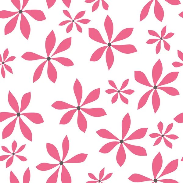 Patrón floral sin costuras con flores de garabato rosa — Vector de stock